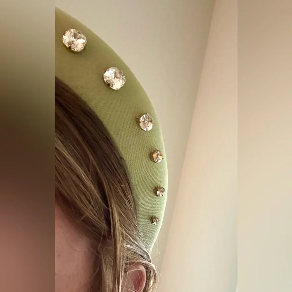 💚 FLAWED - Hill House Green Moire Jeweled Halo Headband 💚 - Picture 13 of 15